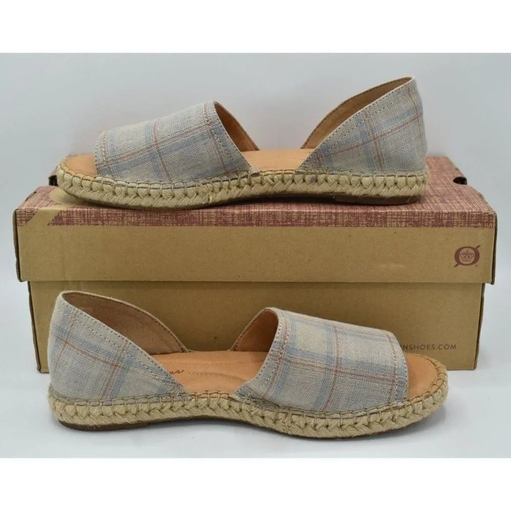 Born Womens Size 9.5 Seak Taupe‎ Beige Fabric Slip On Sandals Shoes